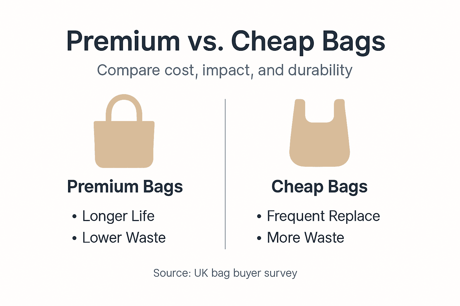 Infographic comparing premium and cheap bag benefits