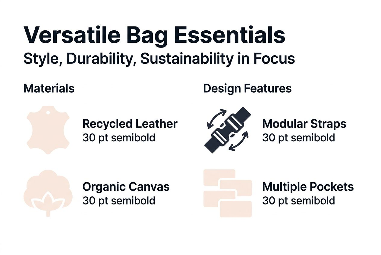 Infographic summarizing key features of versatile bags