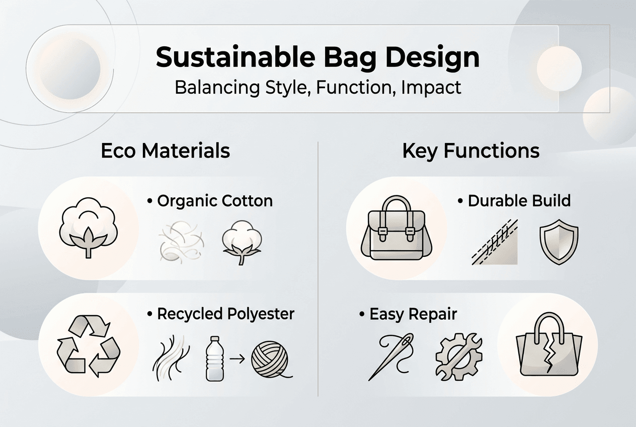 Infographic highlighting eco materials and key functions