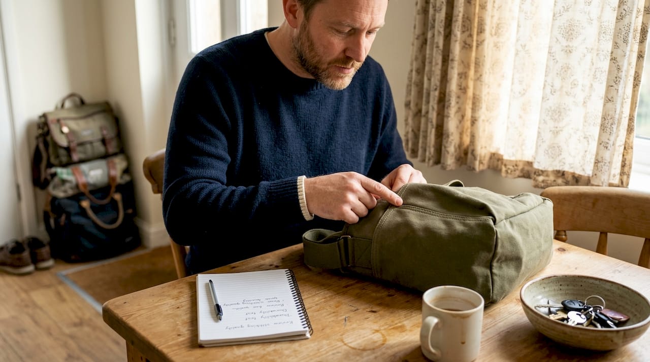 Checking handmade bag stitching durability