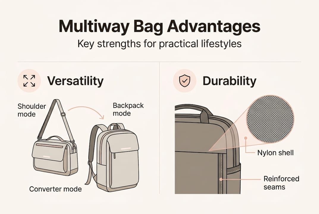 Infographic highlights versatility and durability of multiway bags