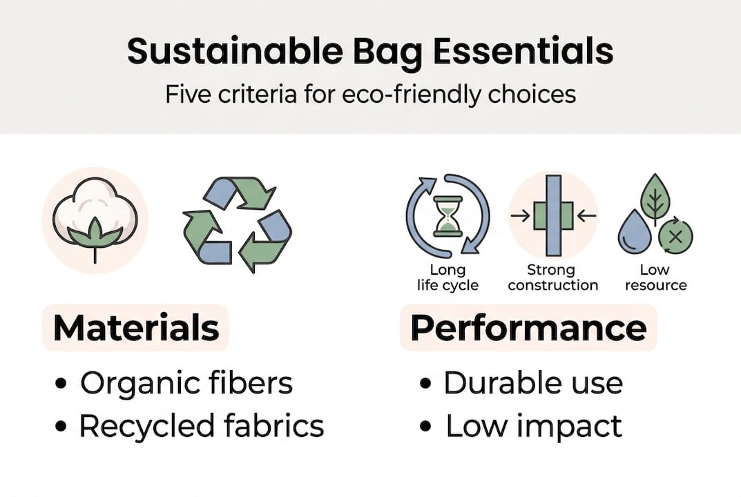 Infographic of key bag sustainability criteria