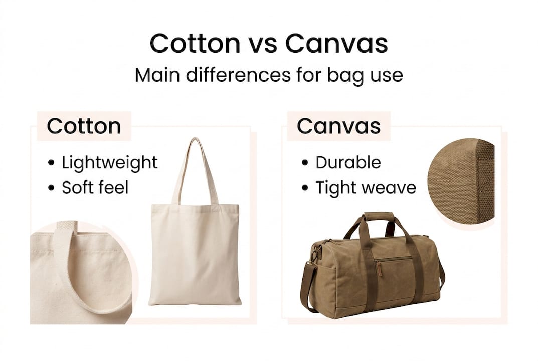 Infographic comparing cotton and canvas bags