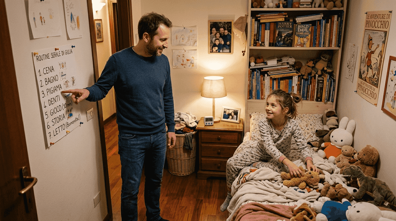 Come un genitore può accompagnare il proprio figlio con ADHD nella routine serale