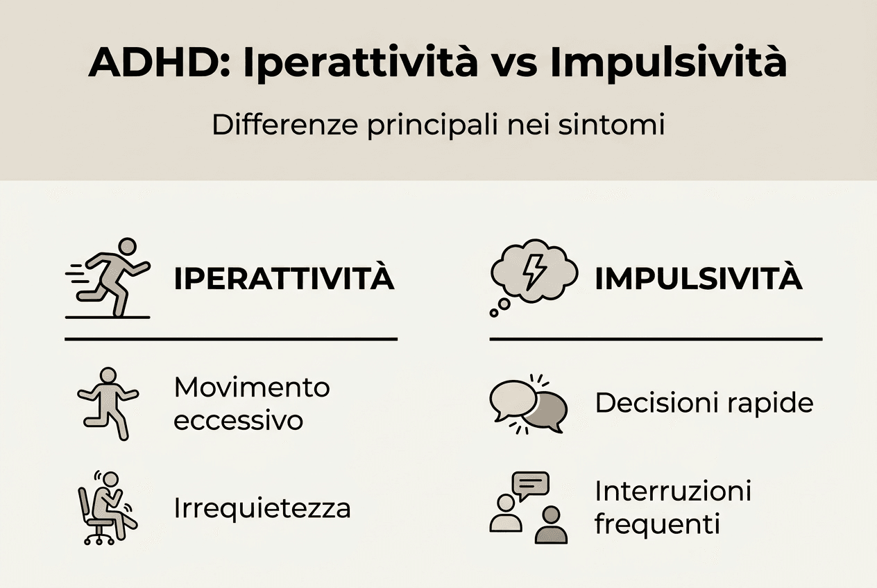 Infografica: come si manifestano iperattività e impulsività nei bambini con ADHD