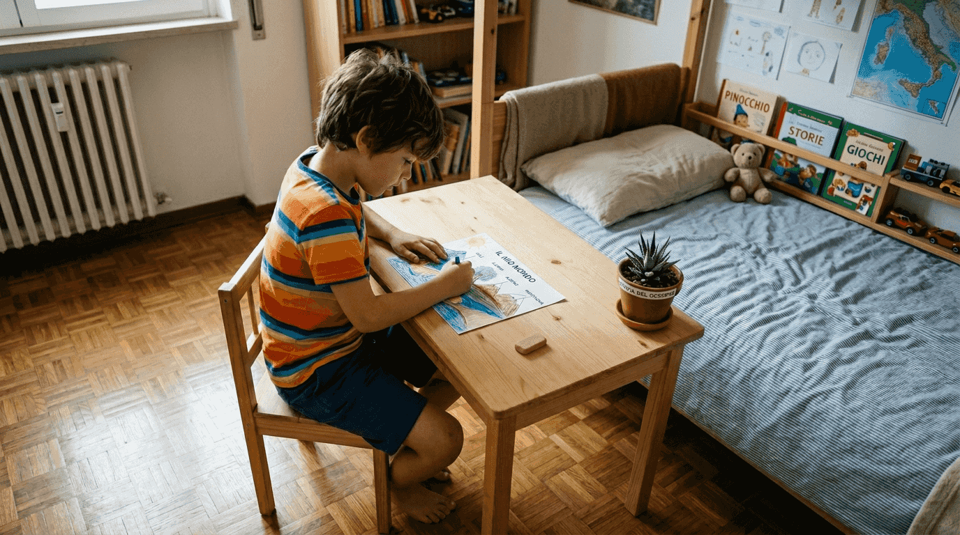 Un bambino con ADHD trova più facilità a concentrarsi quando studia in un ambiente ben organizzato.