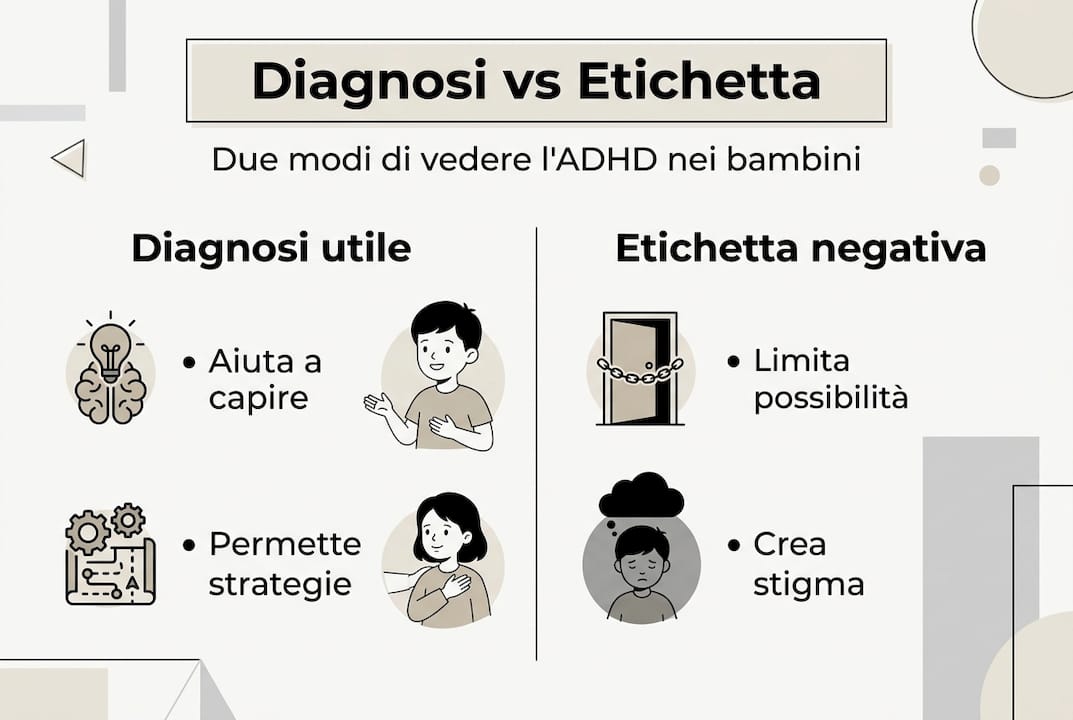 Infografica: differenza tra diagnosi e semplice etichettatura dell’ADHD