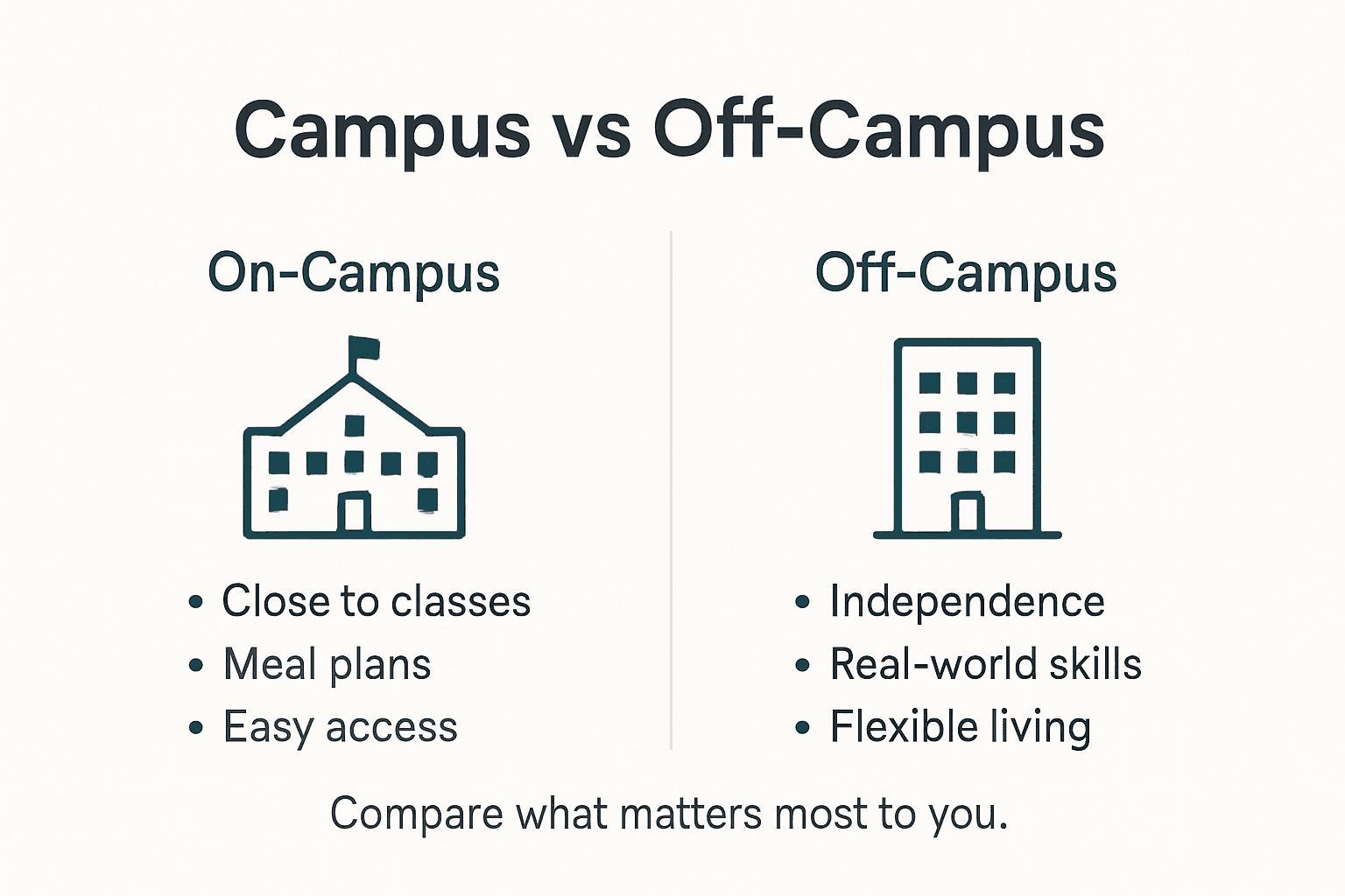 Infographic comparing on-campus and off-campus living