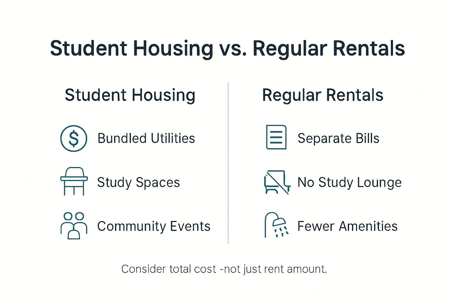 Infographic comparing student housing and rentals