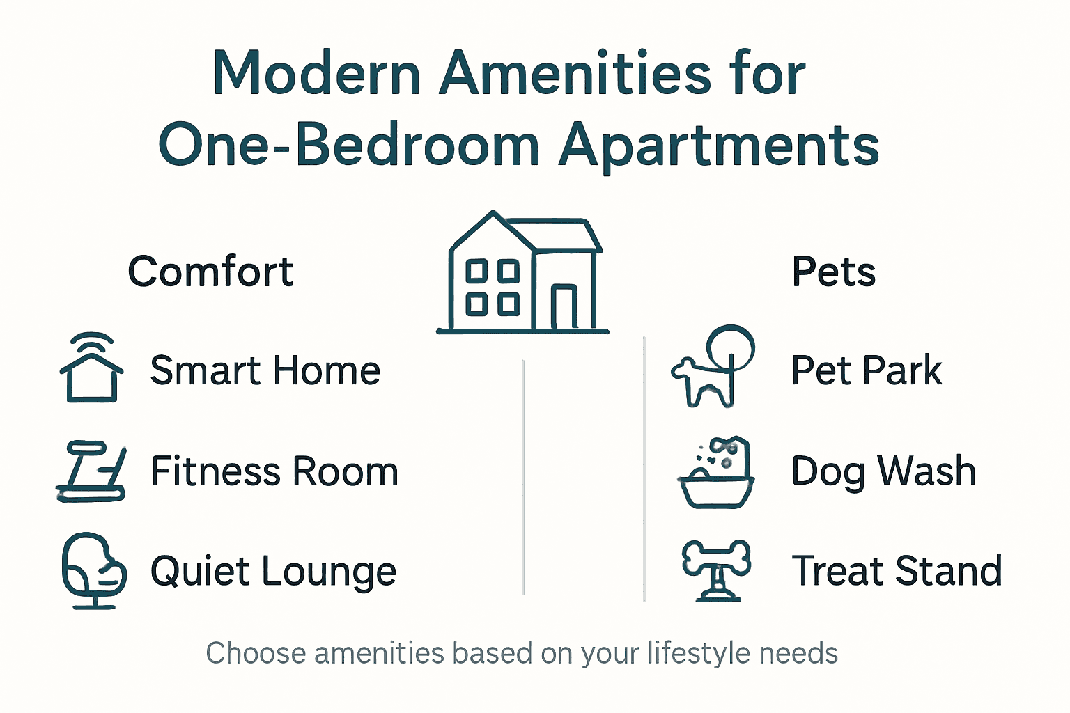 Why Choose One-Bedroom Apartments in Boca Raton 2 Infographic showing amenities in one-bedroom apartments