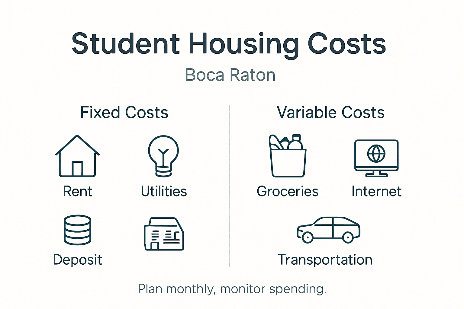 Infographic showing student housing budgeting breakdown
