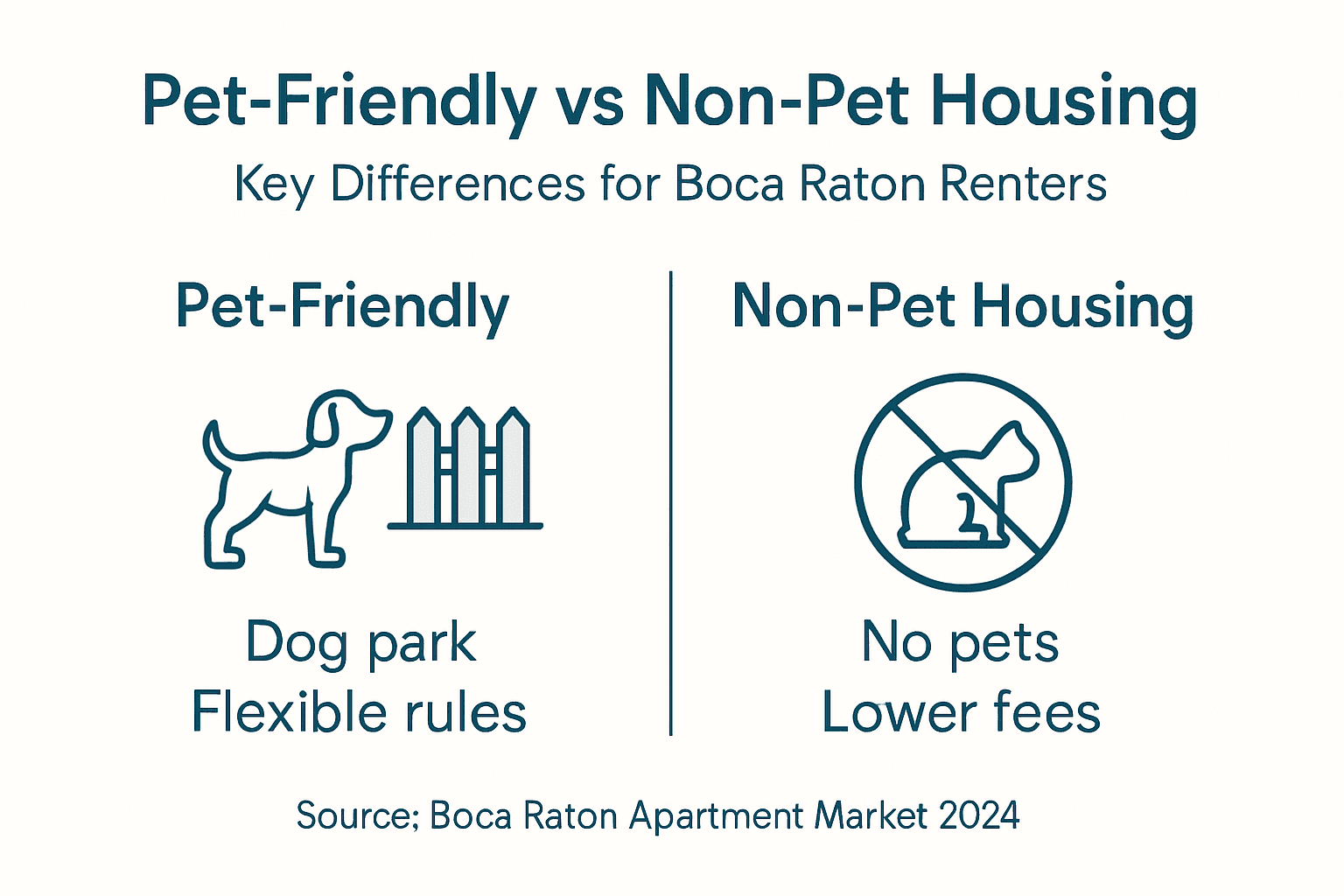 Why Rent Pet-Friendly Apartments in Boca Raton 2 Infographic comparing pet and non-pet apartments