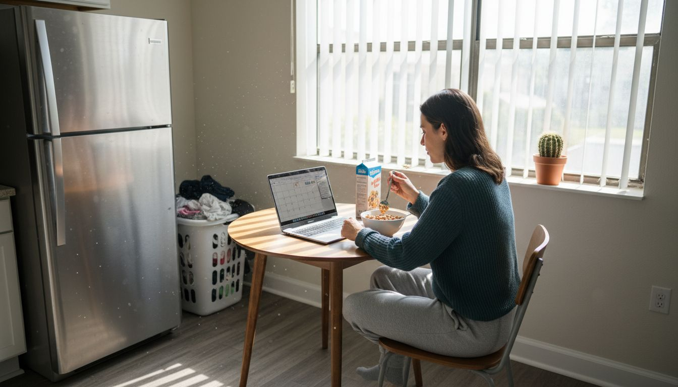 Studio apartment interior with young renter