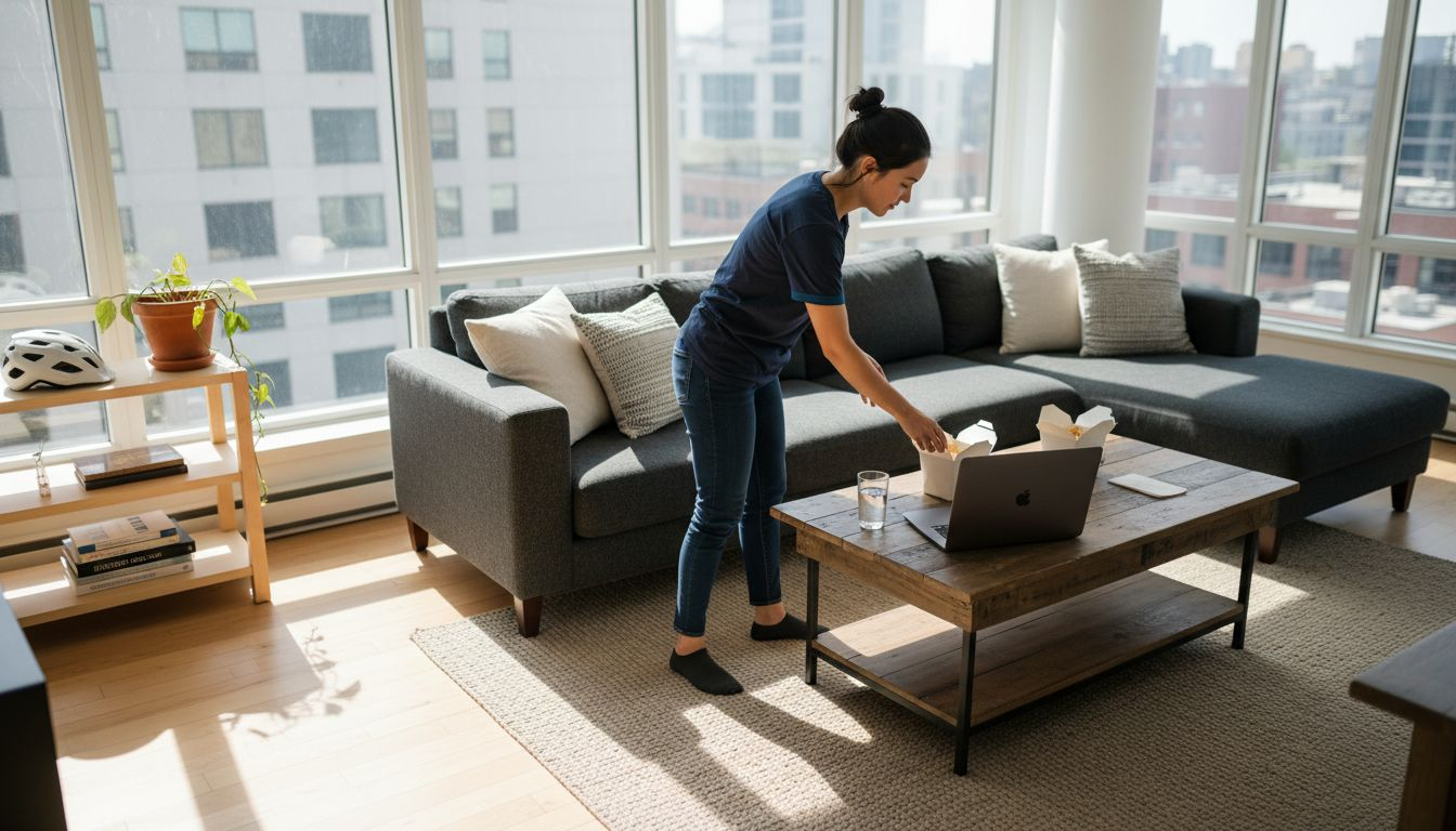 Living room in modern Boca Raton apartment