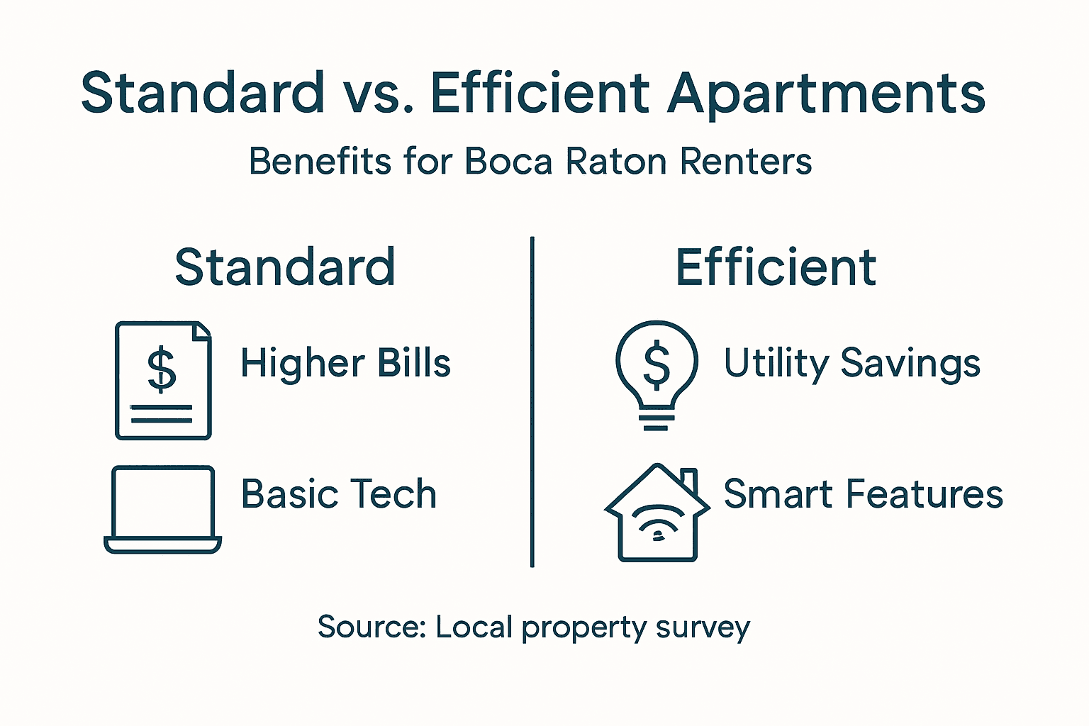 Infographic comparing standard vs efficient apartments