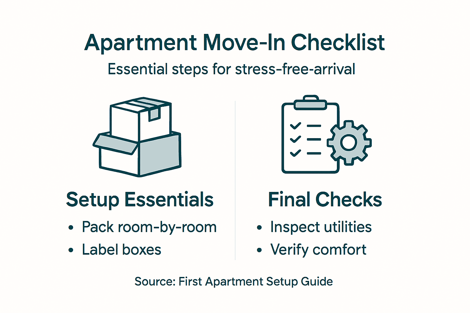 Infographic showing move-in steps and essentials