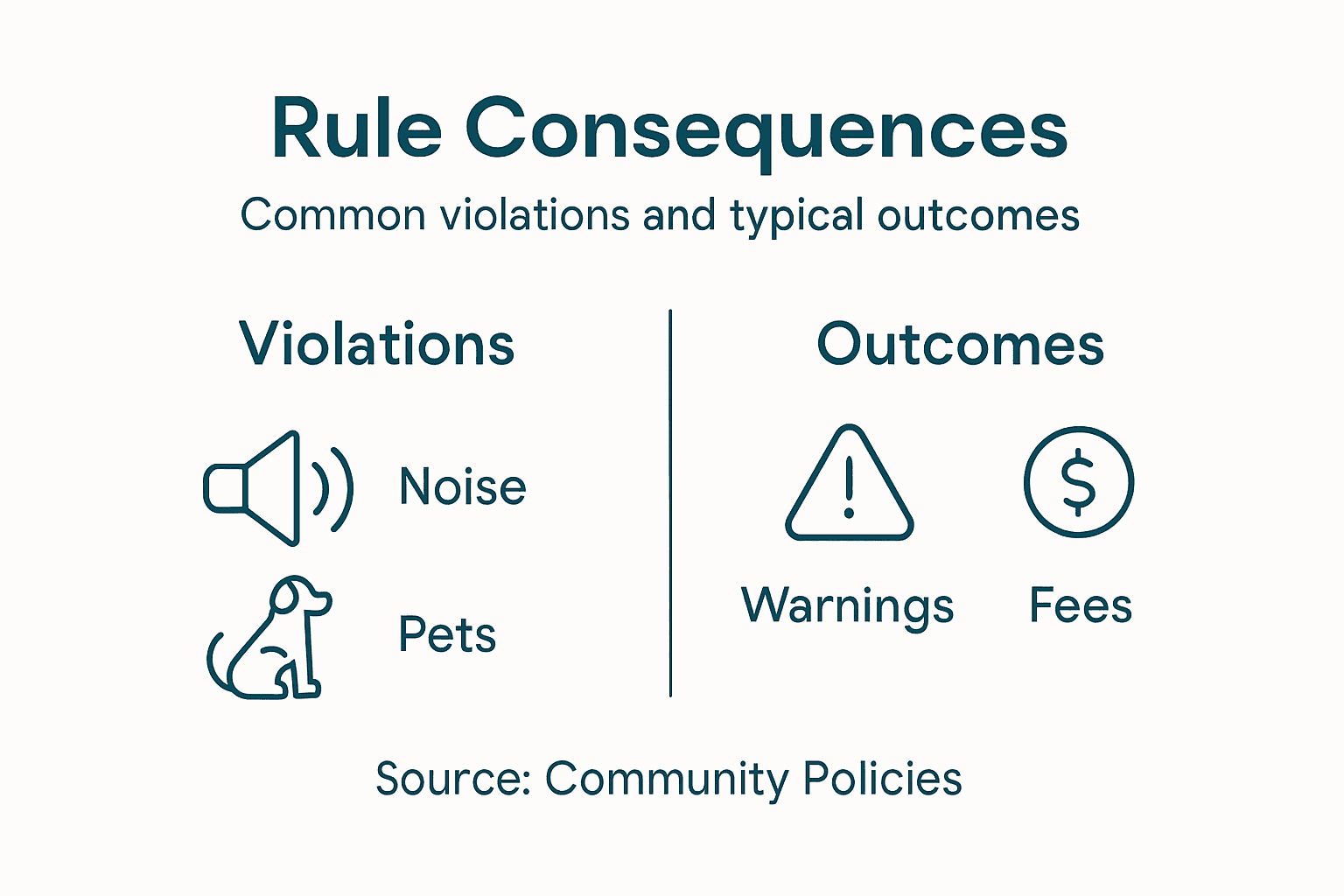 Infographic showing rule violations and consequences