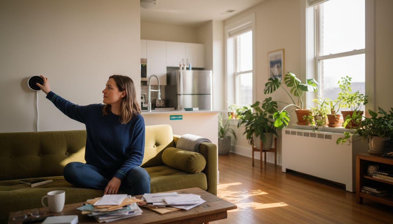 Eco-friendly apartment interior with smart features