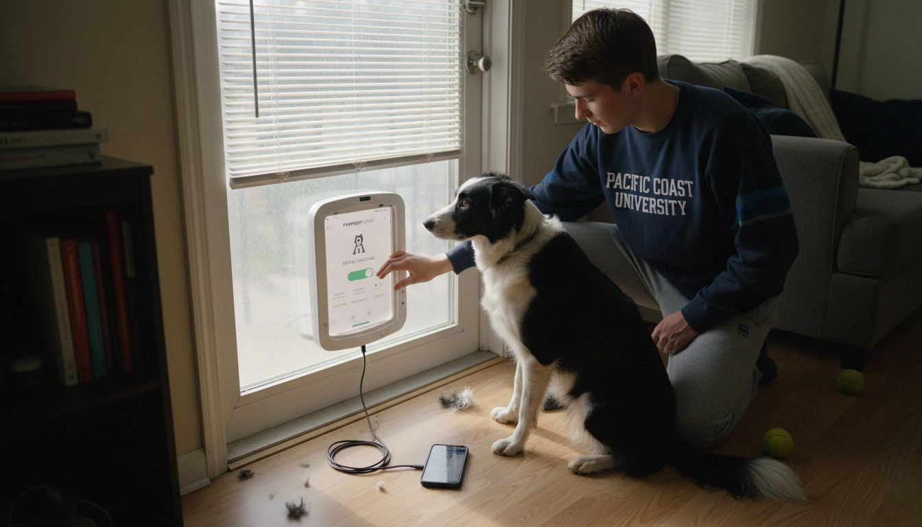 Renter using smart pet door with app