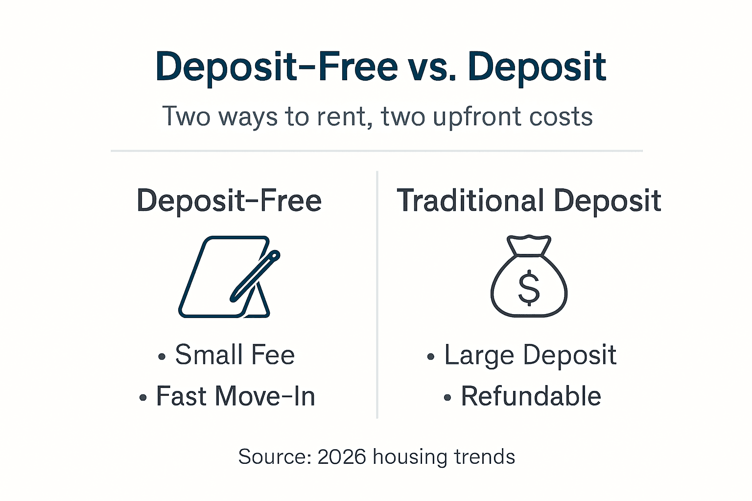Infographic comparing deposit-free and traditional renting