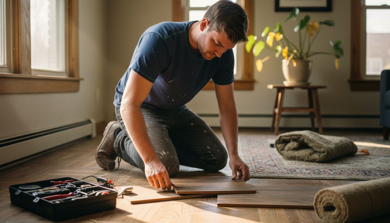 Installing reclaimed wood flooring in apartment
