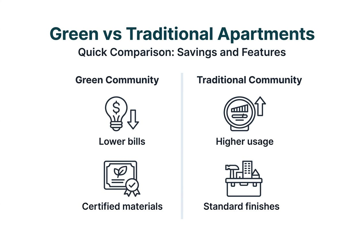 Infographic comparing green and traditional apartments