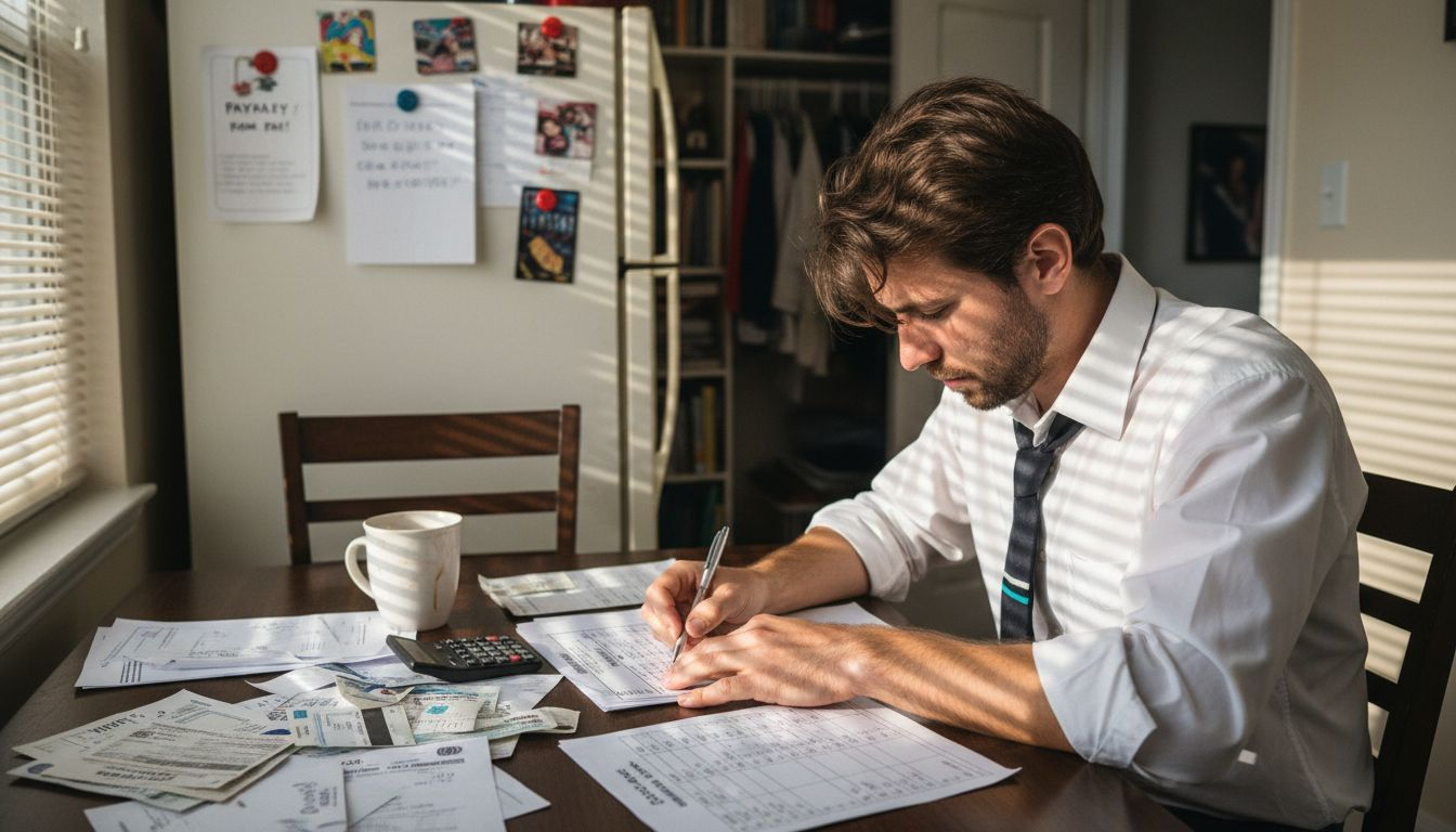 Professional looking worried about rent bills