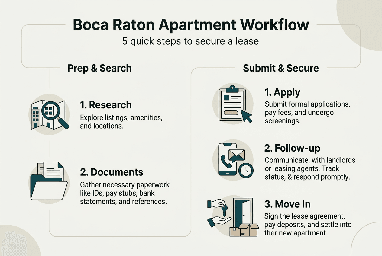 Infographic of Boca Raton apartment workflow steps