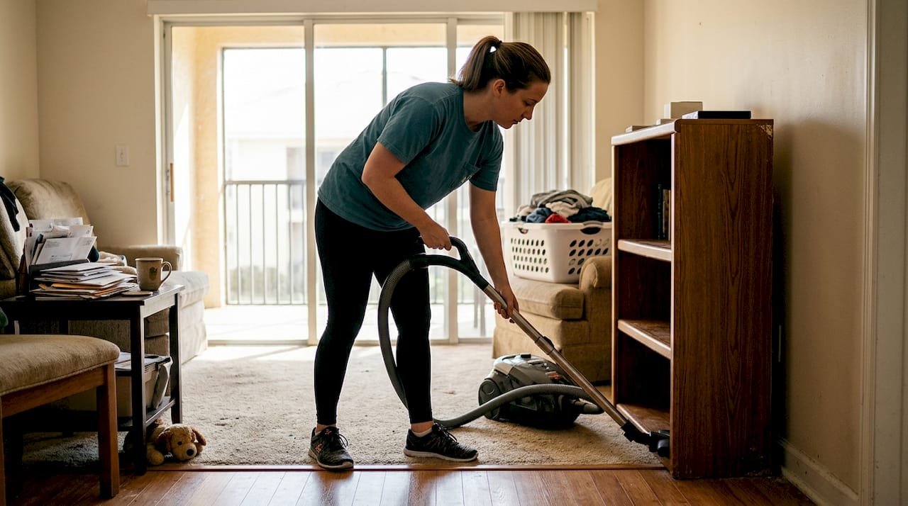 What is a well-maintained apartment? Boca Raton guide 1 Tenant cleaning living room in apartment