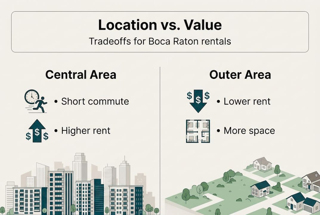 Infographic on Boca location and rent tradeoffs