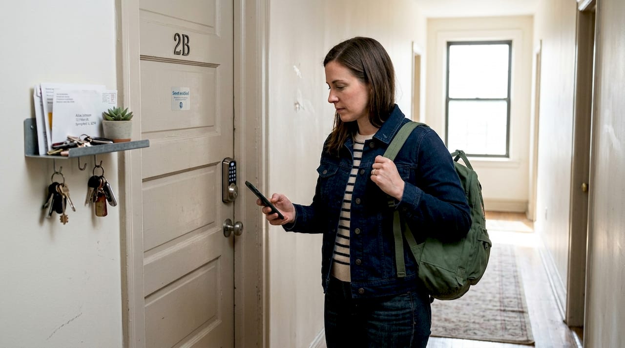 7 must-have apartment features for Boca Raton renters 1 Renter uses smart tech outside apartment