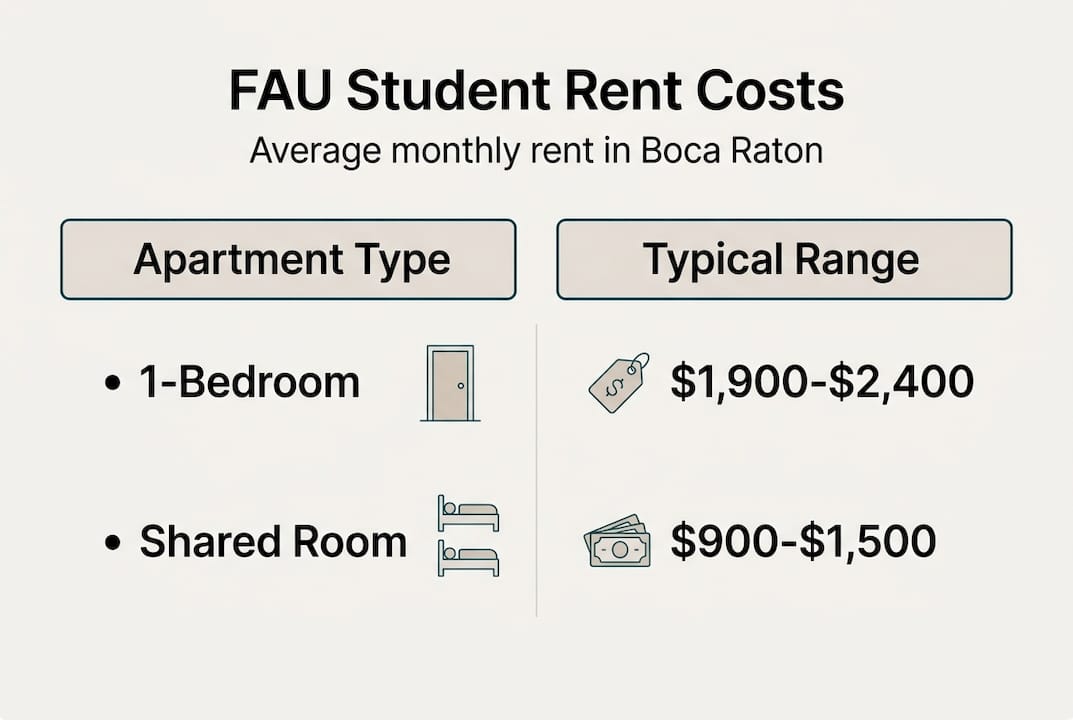 Infographic comparing Boca Raton student rent types