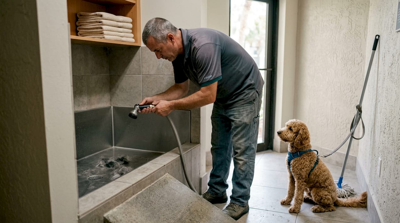Top tips for finding pet-friendly rentals in Boca Raton 1 Pet wash station being maintained