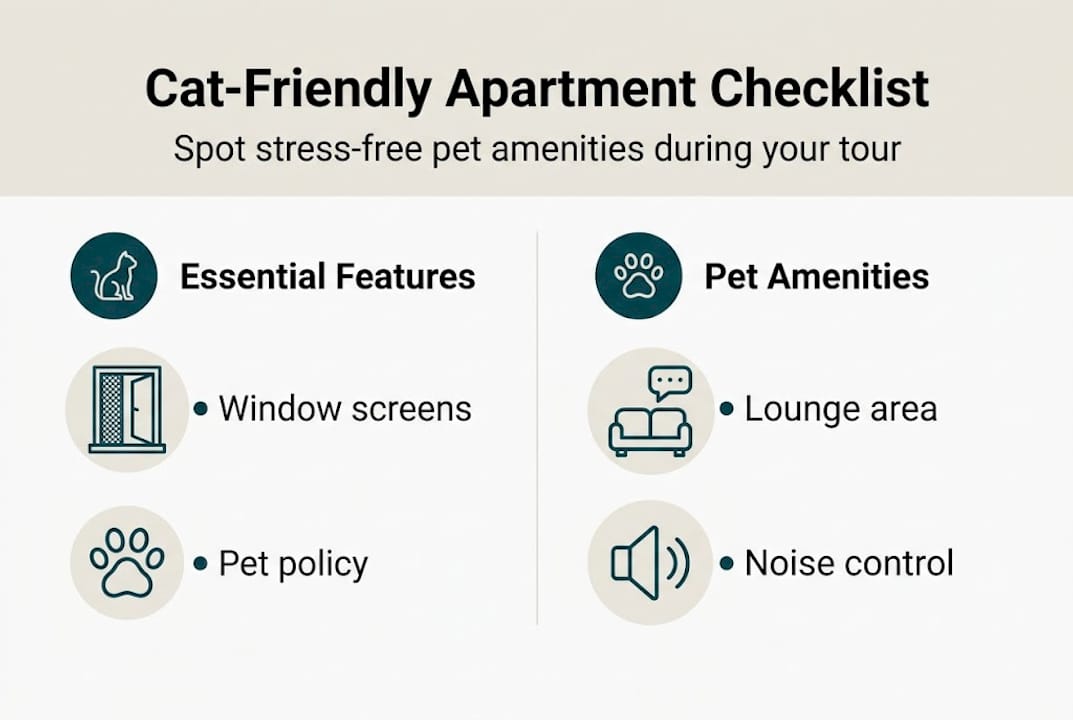 Infographic showing cat-friendly apartment features