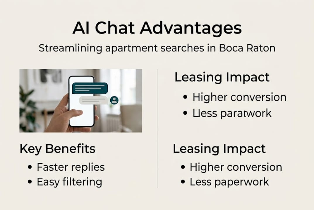 Infographic showing AI chat benefits for renters