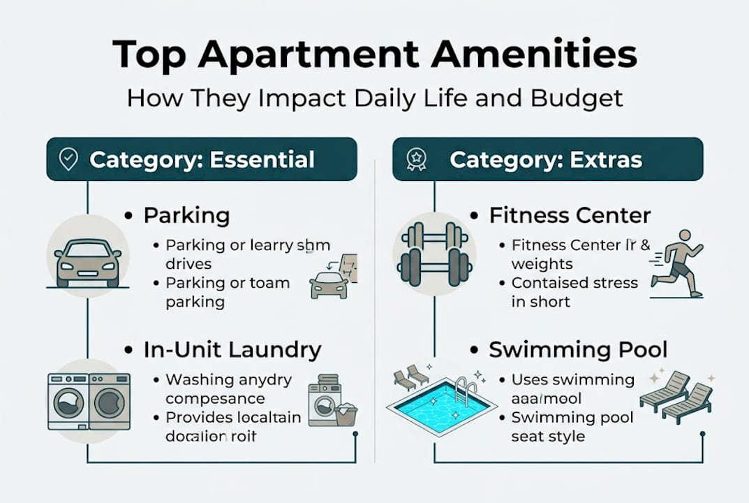 Infographic of top apartment amenities comparison