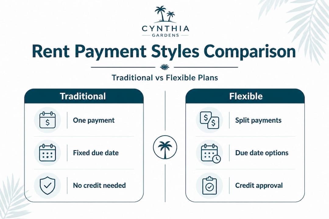 Infographic comparing rent payment options