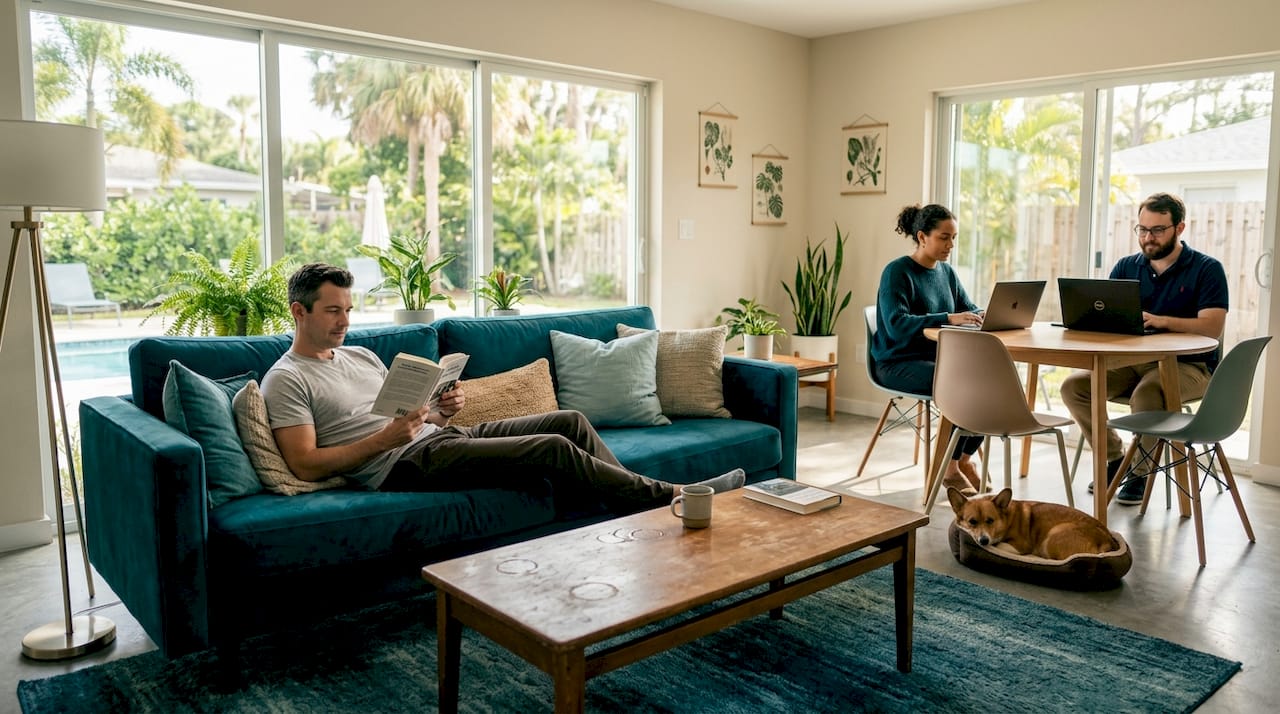 Roommates relaxing in shared living space
