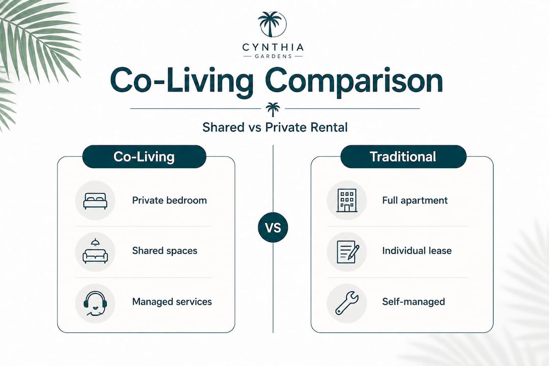 Infographic comparing co-living and traditional rentals