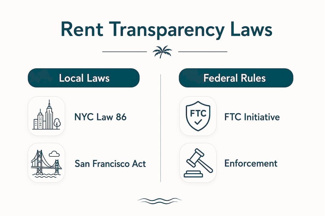 What Is Rent Transparency? A Renter's 2026 Guide 2 Infographic comparing local and federal rent transparency laws