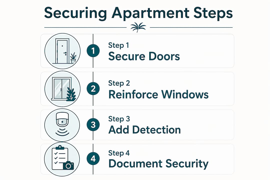 How to Secure Your Apartment Step by Step in 2026 2 Infographic detailing steps to secure apartment