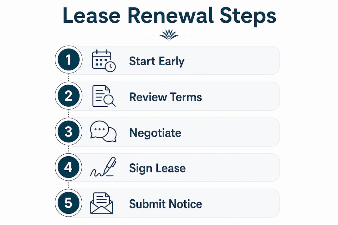 Infographic showing lease renewal step-by-step process