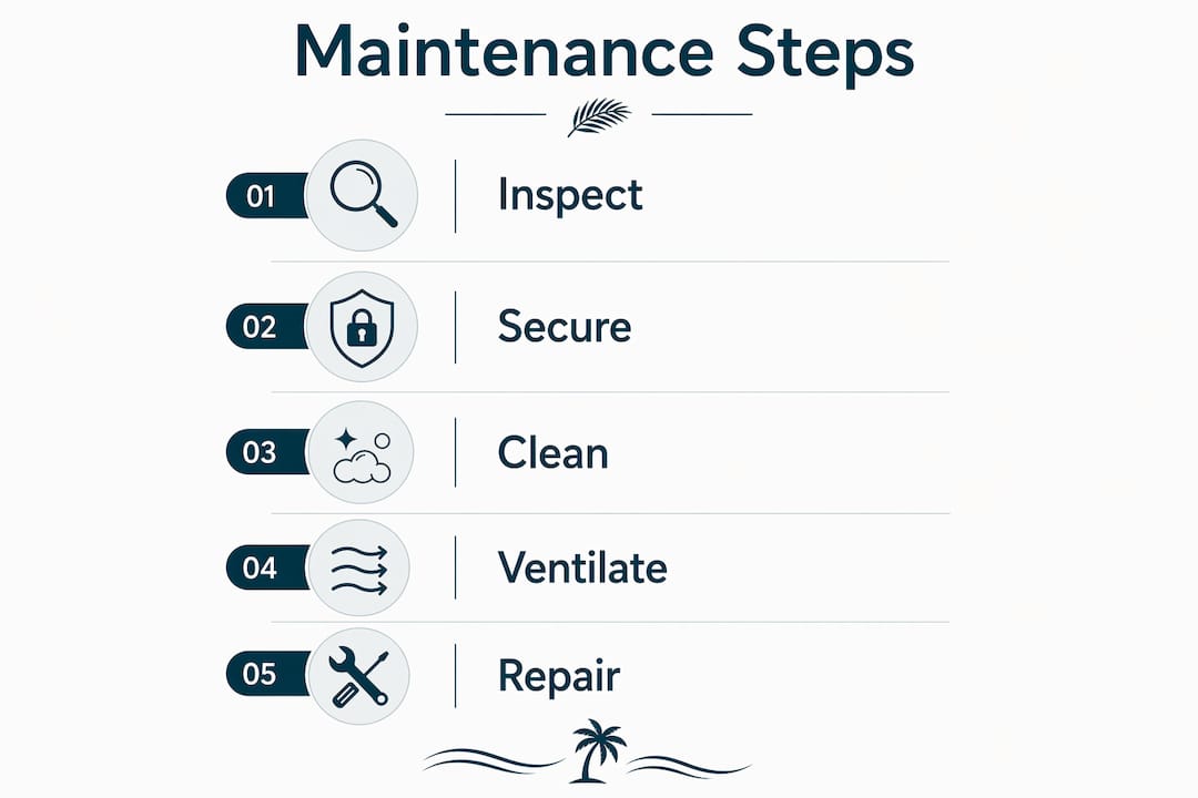 Infographic showing cat-friendly apartment maintenance steps