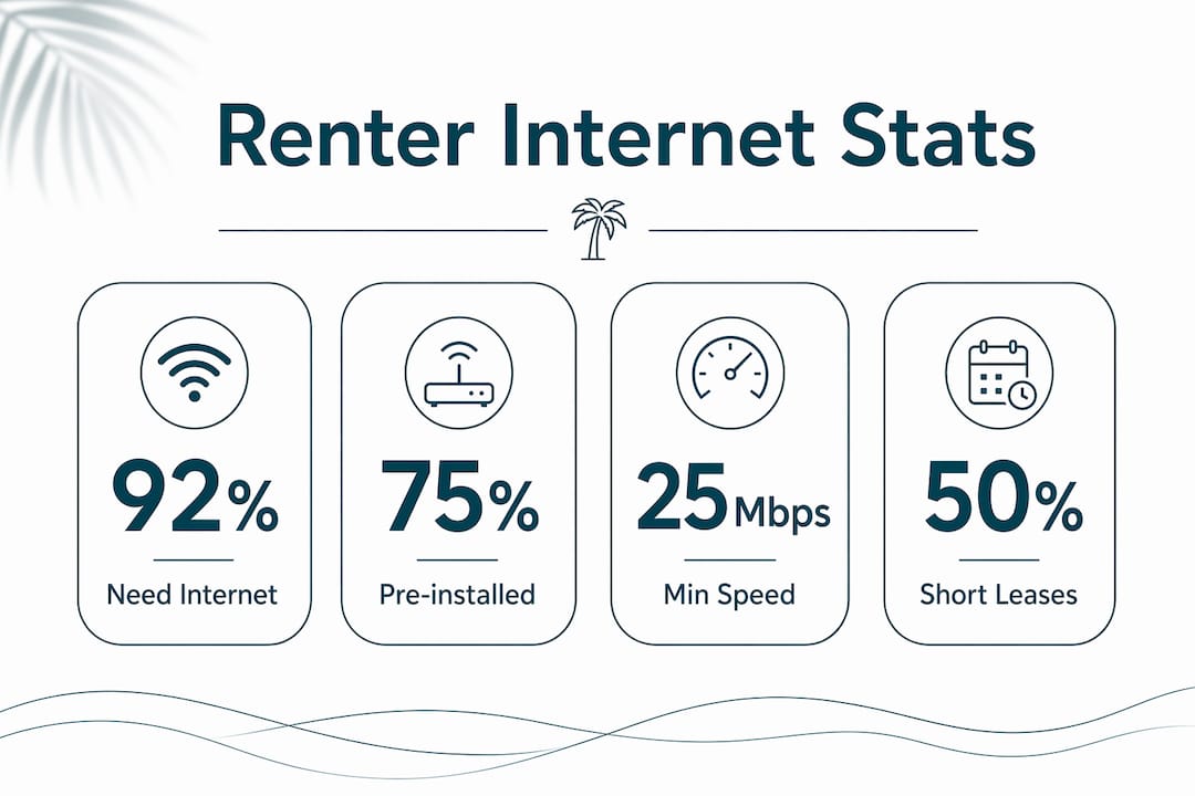Infographic showing renter internet statistics and preferences