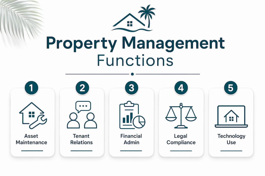 Infographic showing core property management functions