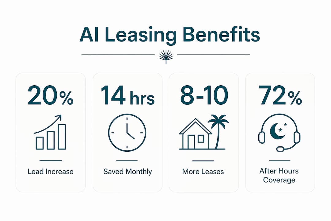 Why Use AI Leasing Support: Benefits for Renters and Pros 2 Infographic showing key AI leasing benefits statistics