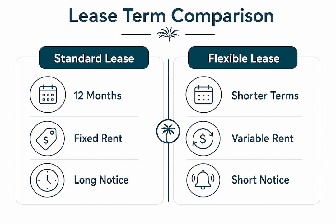 Infographic comparing standard and flexible lease terms