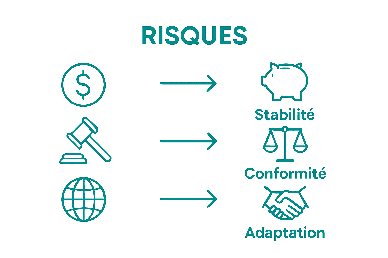 Infographie illustrant les différentes approches de gestion des risques en entreprise