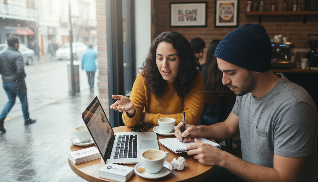 Encuentro de networking en una cafetería llena de vida