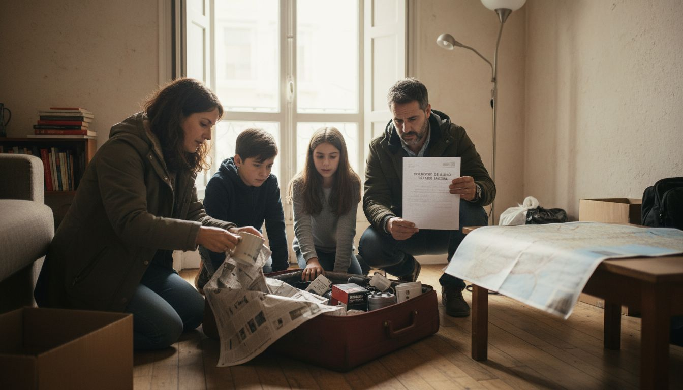 Una familia llega a su nuevo piso en el campo y comienza a desempaquetar las maletas con ilusión.